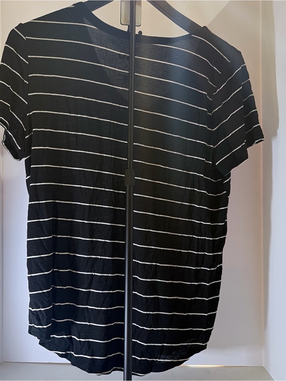 SO Black Striped V-Neck Tee with White Accents - Picture 3 of 3